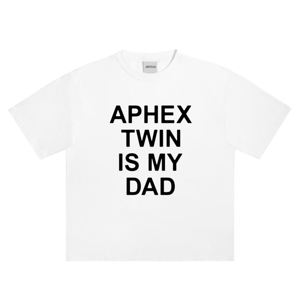 Punk Aphex Twin Print TShirt Oversized Mens Hip Hop Streetwear Harajuku Clothing Goth Letter Short Sleeve Tops Cotton Tees Y2k