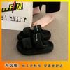 Thick Bottom Heightening Non-slip Stepping On Shit Cool Slippers 2025 New One-word Velcro Slippers Fashionable and Comfortable Outer Wear