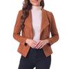 Women's Fashion Elegant Solid Color Lapel Long Sleeve Short Jacket