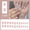 24 Pcs White French Tip Press On Nail Short Square False Nail Sweet Bows Acrylic Nail Glossy Full Cover Stick on Nail