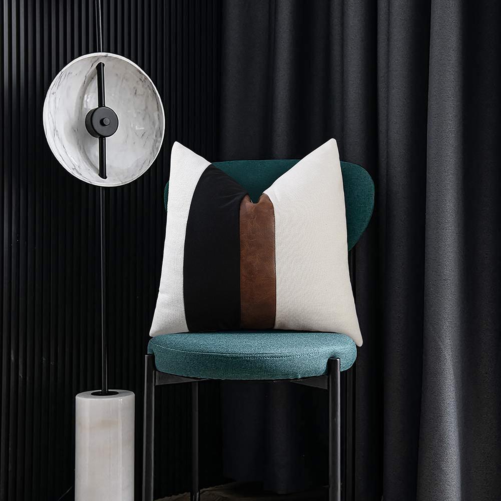 Modern Minimalist Style Soft Bedside Cushion Cover Color Contrast Stripe Sofa Pillowcase Square Throw Pillow Case 45x45cm