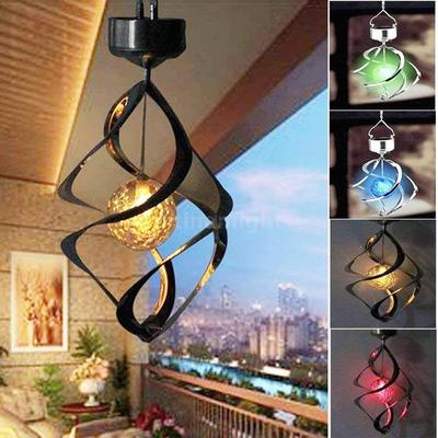 Solarbetriebene Windspiel-Lichter zum Aufhängen, bunte LED-Windrotationslampe, hängende Wand-Windspiel-Lichter für den Außenbereich, für Garten, Terrasse, Balkon