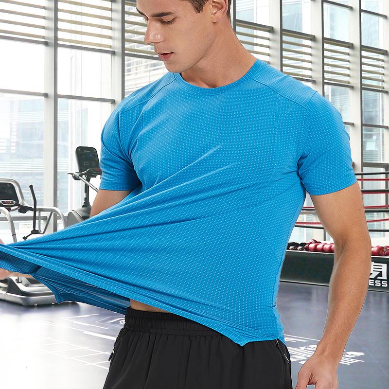 Men Summer Fitness T-shirt Slim Short-sleeved Tops Basketball and Football Training Clothes Sports Quick-drying Short Sleeved