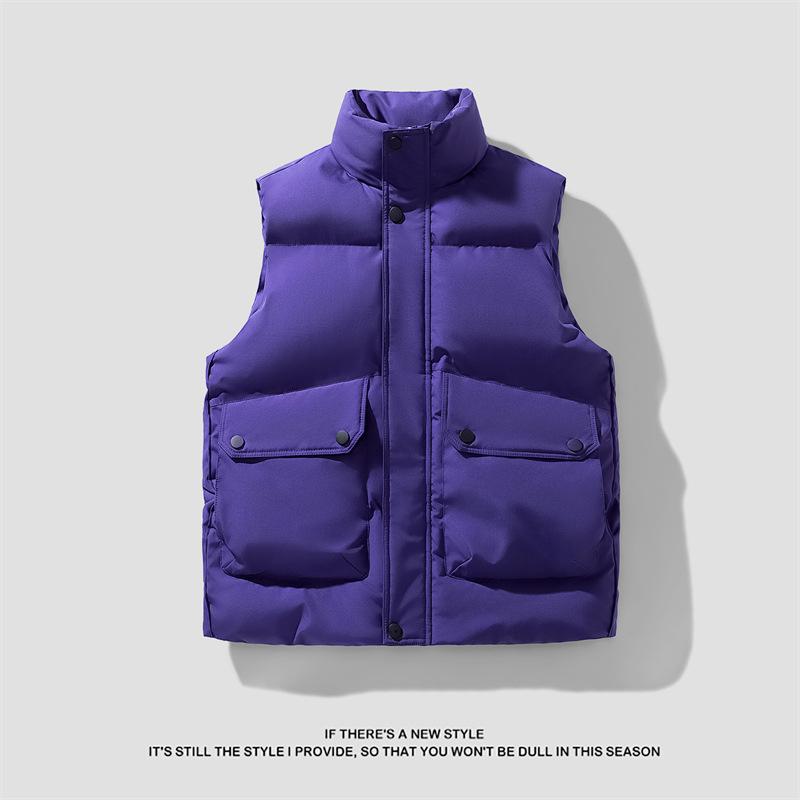 Men's Stand Collar Puffer Vest Sleeveless Quilted Warm Winter Outerwear Casual Multi-Color Vest