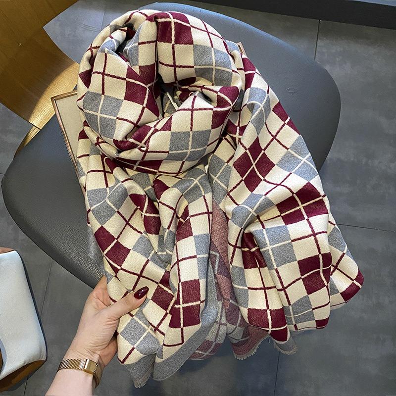 New imitation cashmere scarf for women's autumn and winter new Tianzige thickened warm dual-purpose scarf