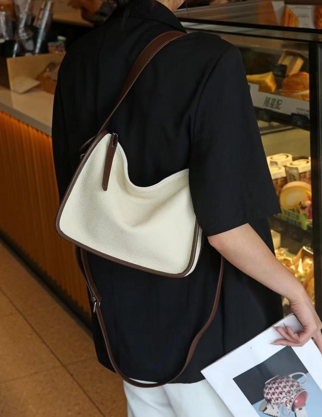 2026 Genuine Leather Women s Bag, Armpit Layer Cowhide Tote Bag, Women s Large-capacity Single-shoulder Designer Luxury Bag 27x12x21cm