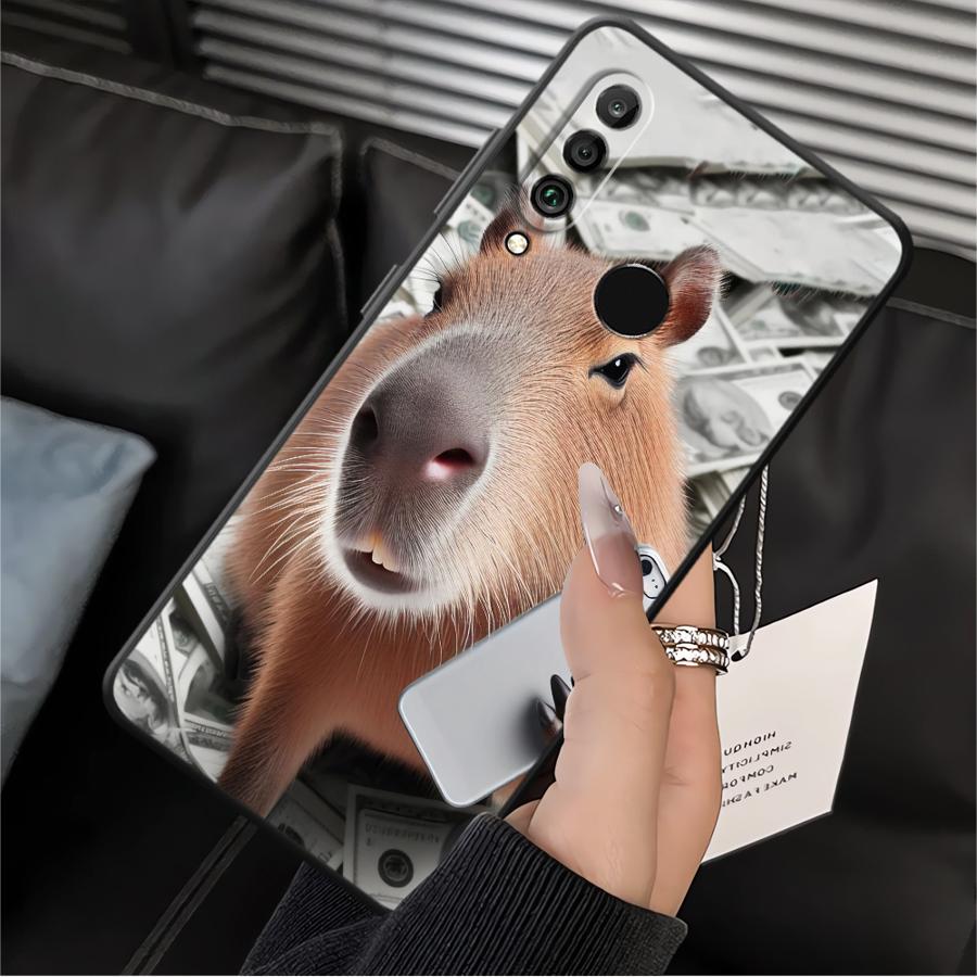 Black Soft Shell Phone Case for Huawei P20 P40 Lite P Smart 2019 P20 Lite 2018 P30 P20 Pro Cute Capybara