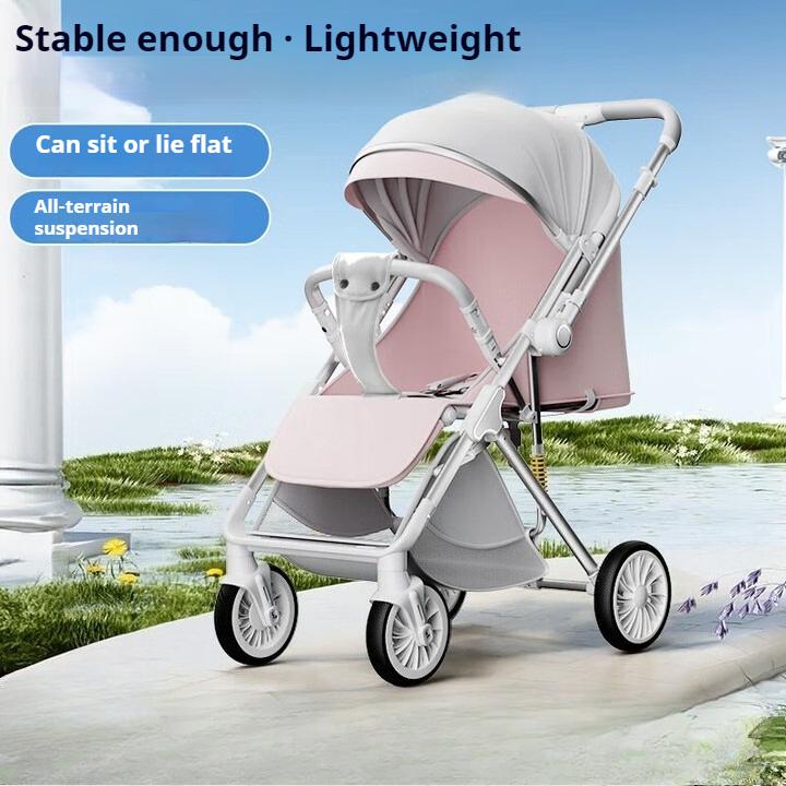 Stroller Folding, Sitting, Lying Down with Shock Absorber, Foldable and Lightweight Children's Stroller