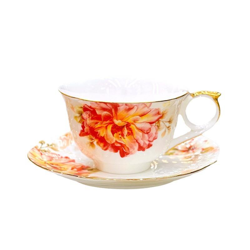 Bone Porcelain Coffee Cup and Dish Set, Household European Small Luxury British Afternoon Tea Set, Coffee Set