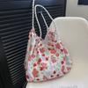 Floral Canvas Tote Bag Large Capacity Casual Shopper For Daily Use