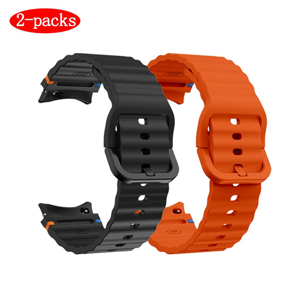 

2Packs Suitable for Samsung watch7/FE wave stitched color buckle silicone strap Suitable for Samsung watch6/5/4 strap 20mm