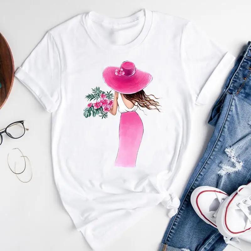 T-shirt Estiva alla Moda con Stampa di Ragazza del Caffè Cartone Animato, Top Casual da Donna, Magliette Grafiche Vintage, Maglietta Pro Choice