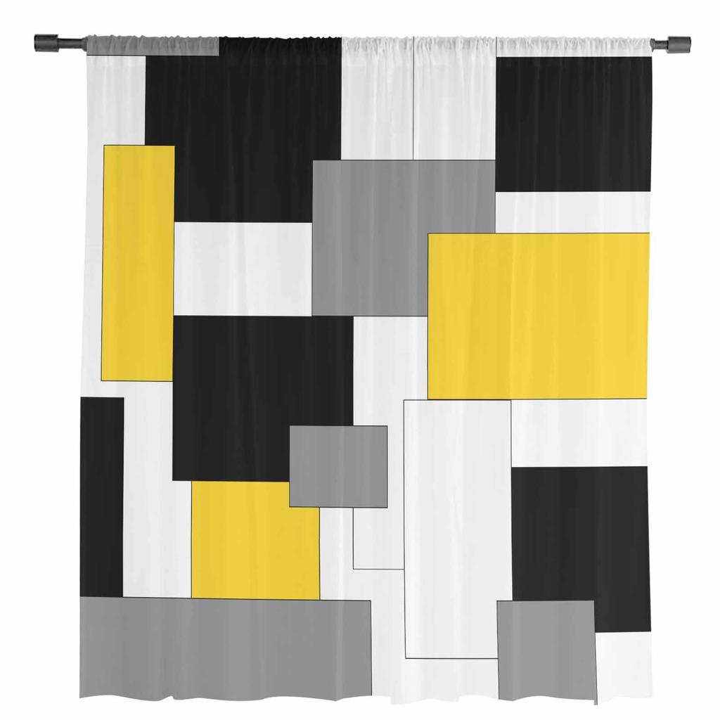 Abstrakte moderne geometrische Formen, transparente Vorhänge für Wohnzimmerdekoration, Fenstervorhänge, Küche, Tüll, Voile, Organza-Vorhänge