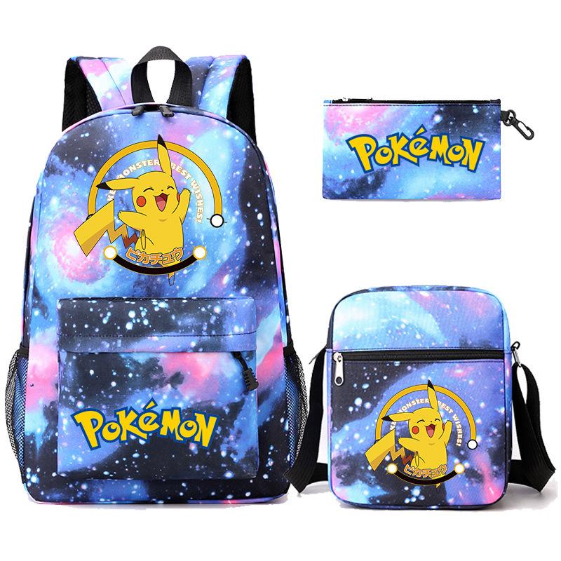 Backpack Teen Student School Bag Three-piece Pencil Case Crossbody Bag