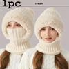 1pc Winter Fleece Lined Knit Hat with Earflap, Windproof and Warm Hooded Neck Gaiter for Outdoor Cycling 6 Colors