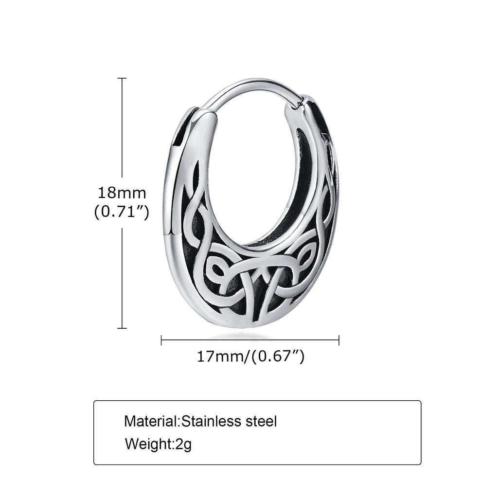 Punk Viking Hoop Earrings for Men Boys,Vintage Celtic Knot Stainless Steel Huggies Earrings,Hip Hop Cool Street Zircon Gifts