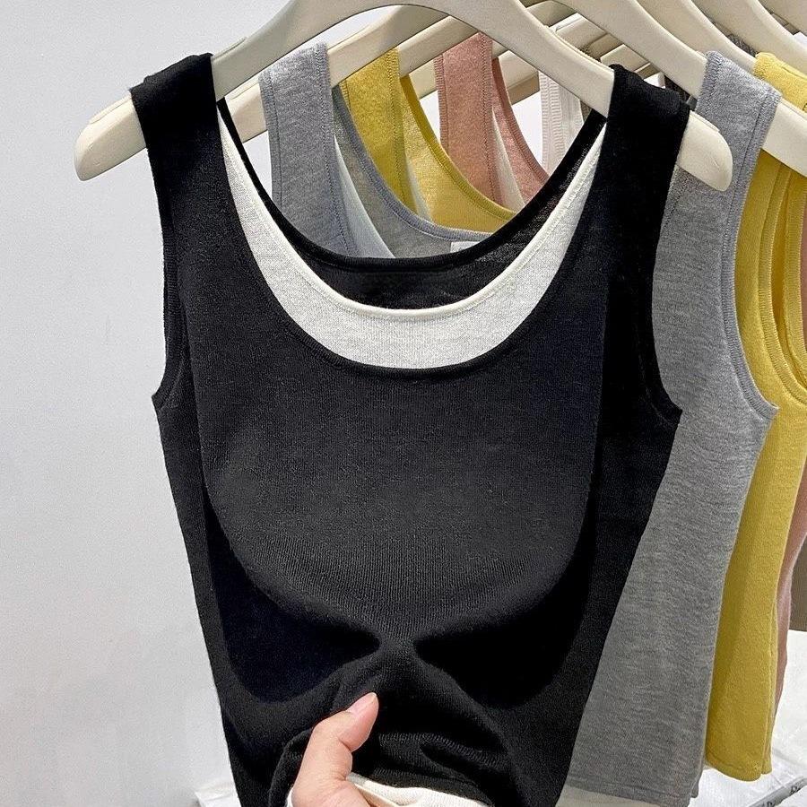 Modal Two-Piece Loose Camisole Vest for Women - Plus Size, Slimming, Versatile Sleeveless Top.