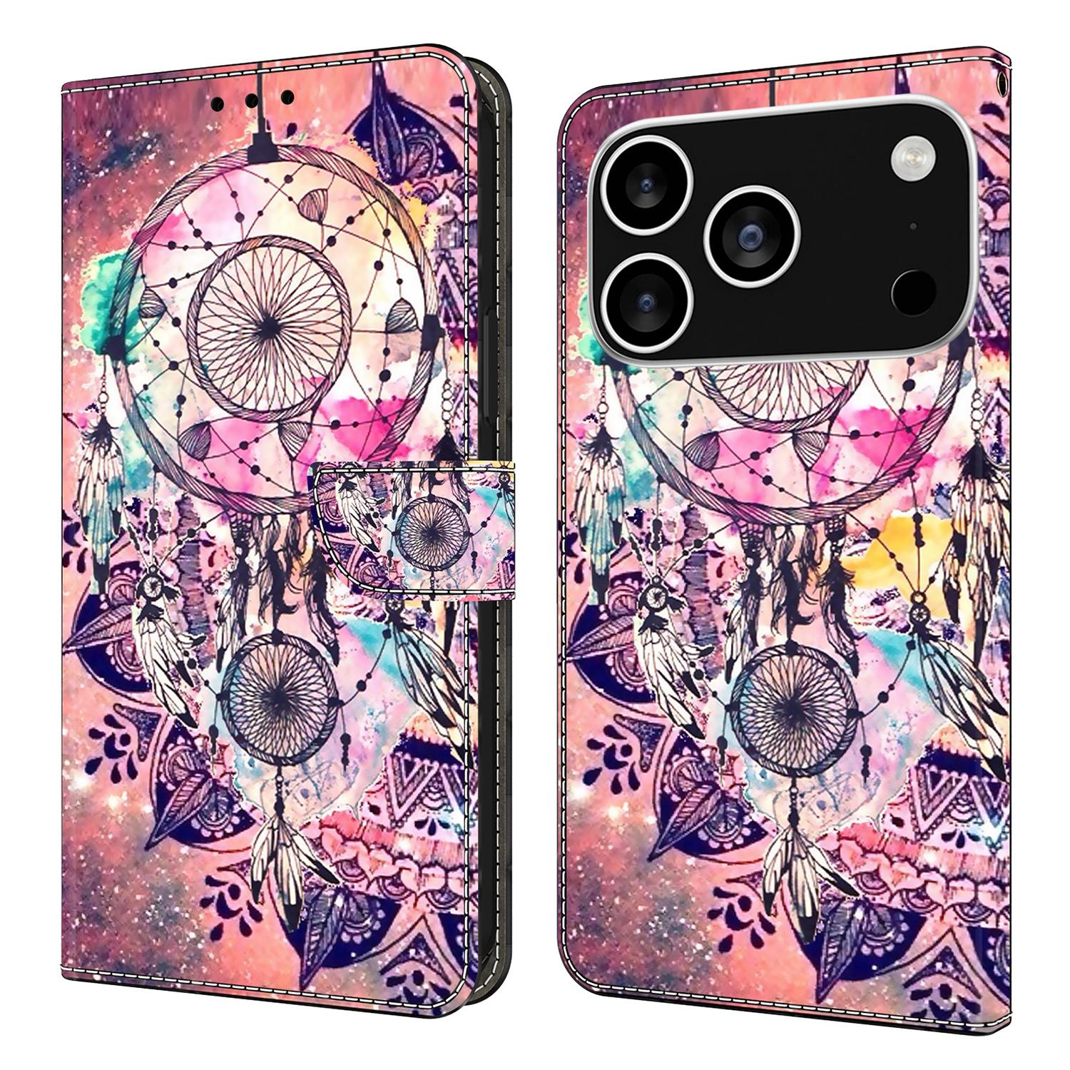

For iPhone 17 Pro Wallet Case Pattern Printing Stand Leather Flip Phone Cover Wind Chime