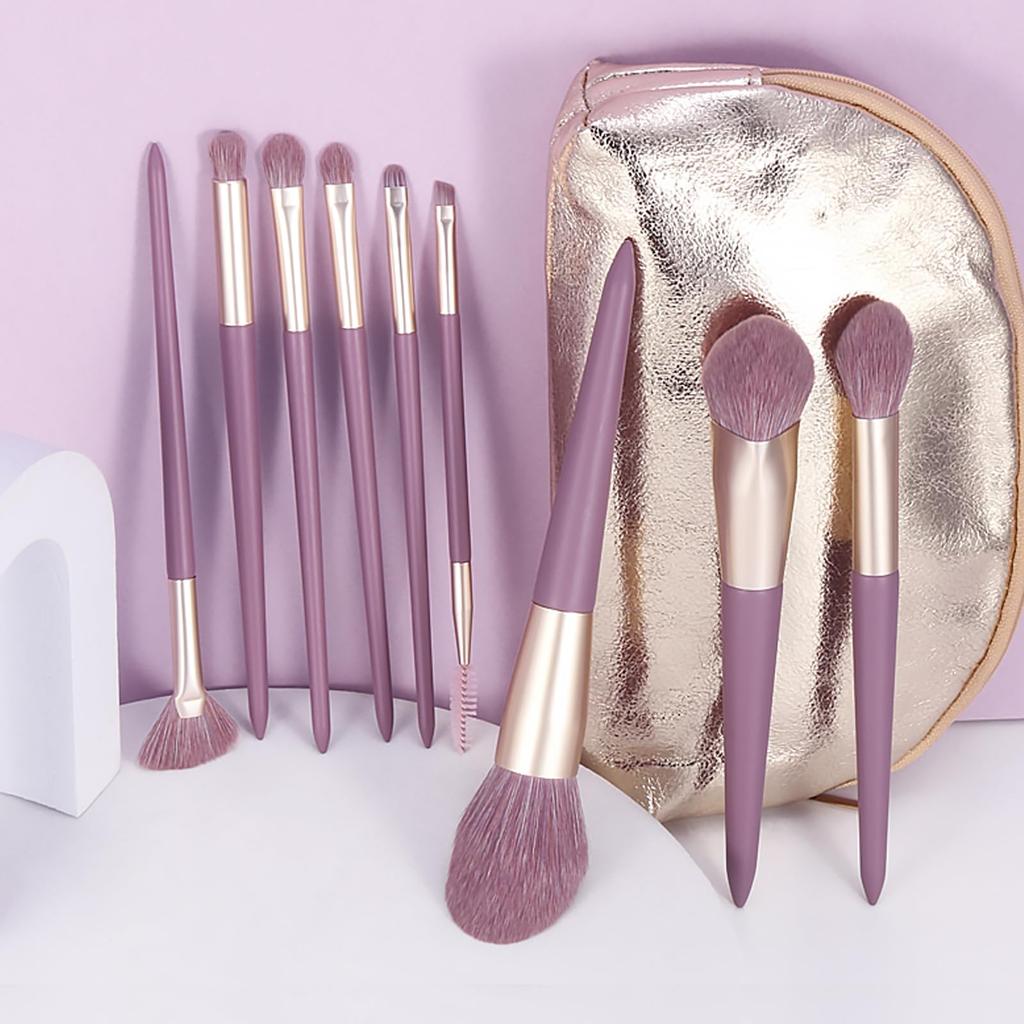 ENZO KEN Purple Makeup Brush Set with Gold Travel Colorful Vegan Eyeshadow Brush Face Contour and Blush Brush Beauty Set with Pro Cosmetic Blend