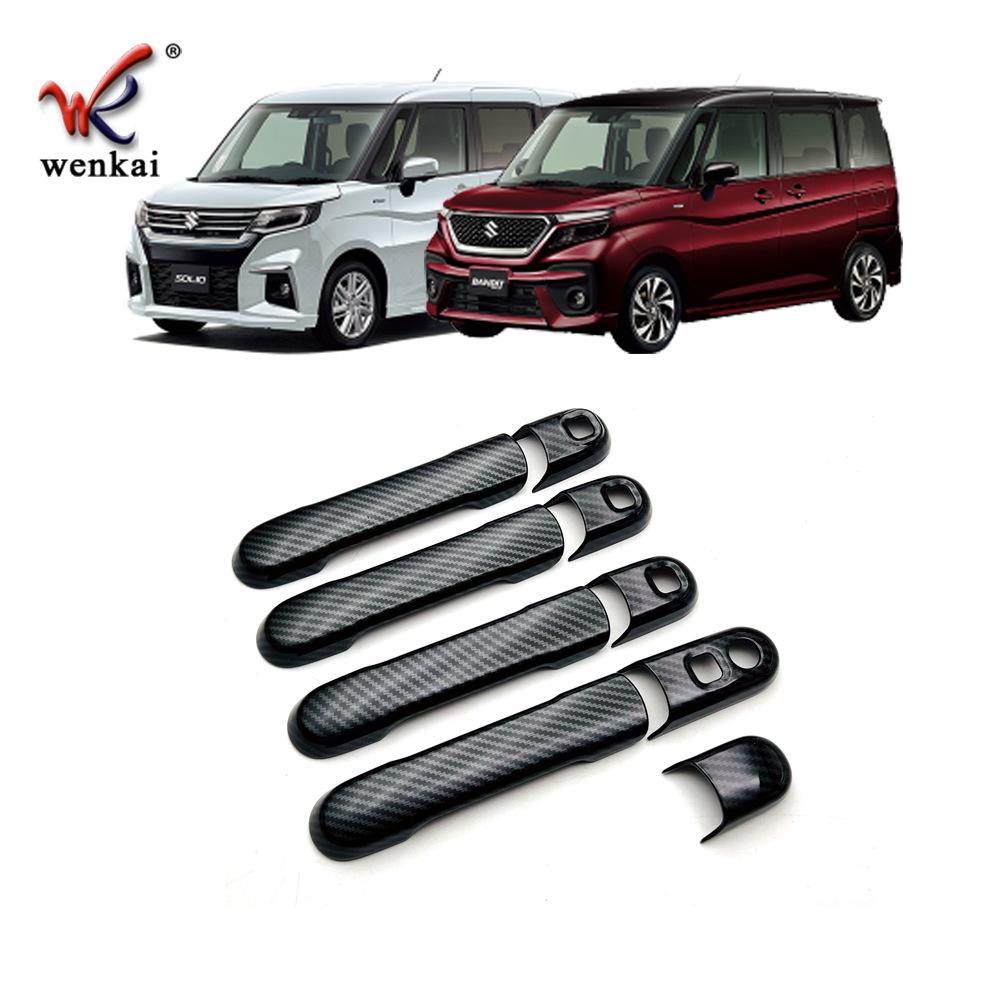 For Suzuki Solio/Solio Bandit    ABS Carbonfiber Chrome Car Door Handle Door Bowl Cap Cover Sticker Car Accessories