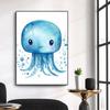 Cute Ocean Animals Watercolor Poster Minimalism Beach Octopus Whale Prints Canvas Painting Wall Art Picture Home Kids Room Decor