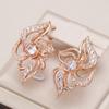Luxury Boho  Rose Gold Earrings For Women Micro-Wax Inlay Natural Zircon Crystal Earrings Flower Bridal Wedding Jewelry