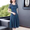 Sexy Lace Dress Women's Short Sleeve Summer Mid Length Dress Ladies Style Slim Dress Solid Color Casual Dress