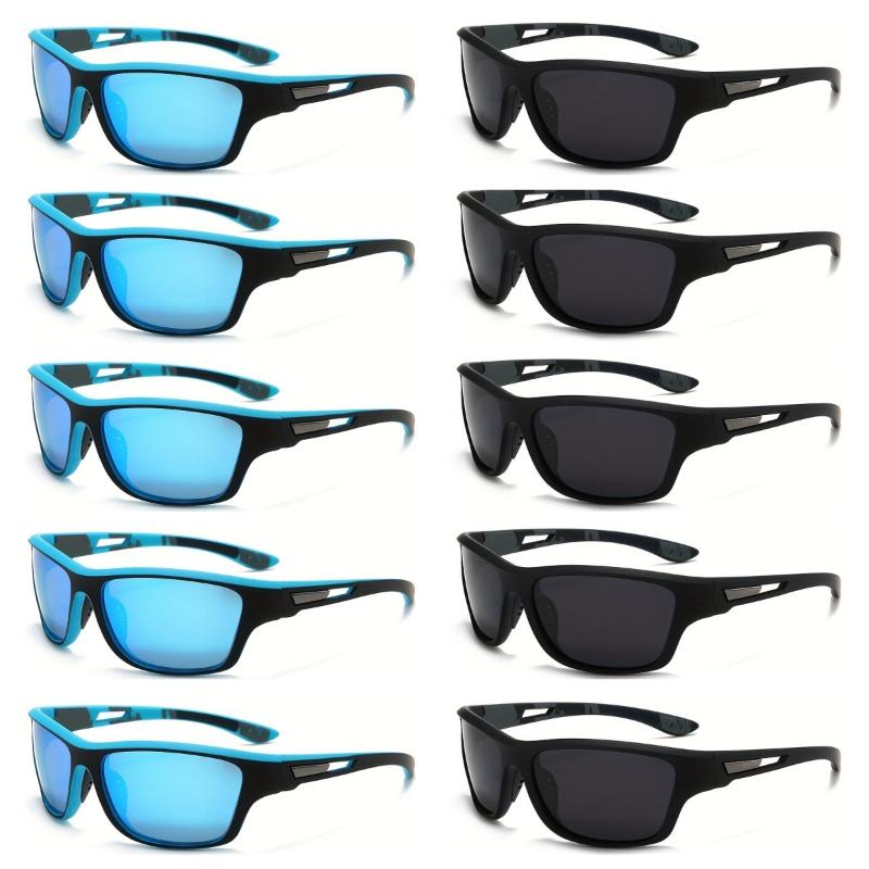 

10 пар мужских цветных спортивных очков с настоящей пленкой, прочная поликарбонатная оправа, подходят для повседневного досуга, вечеринок и вождения