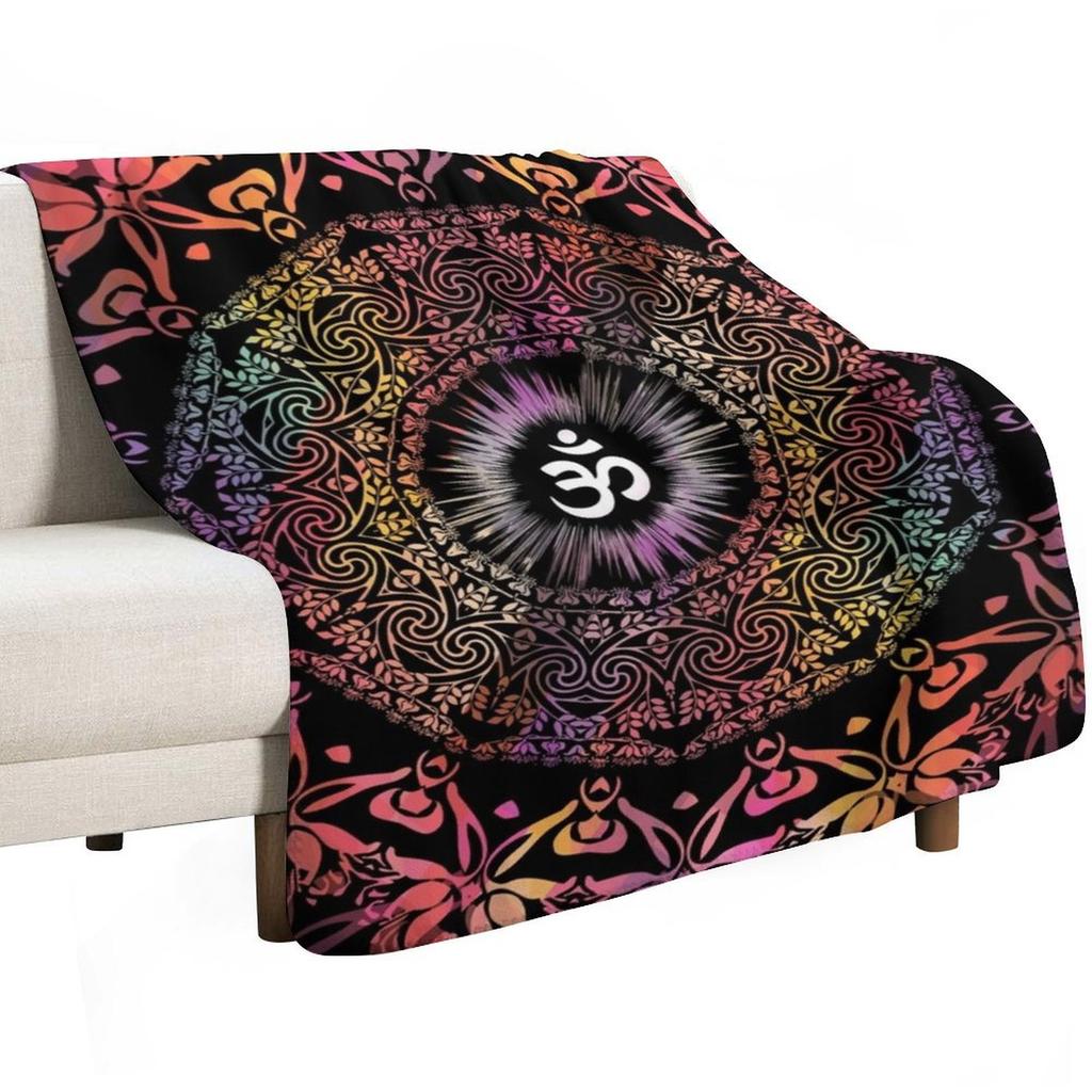 Mandala Om Zen Yoga Hippie Meditation Mandala Throw Blanket Long Lasting Soft Plush Blanket for Daily Use