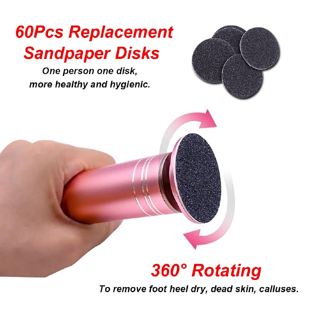 11.5x4.5cm 1000rpm Replacement Sandpaper Disks Remove Heel Dry Dead Skin Tools Electric Foot File Callus Remover Foot Care Tool with 60pcs