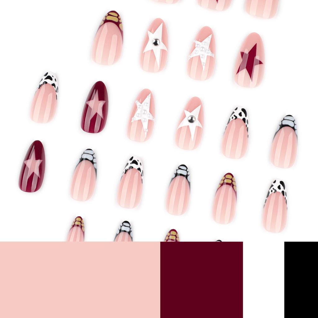 French Crocodile Pattern Five-Pointed Star Wearable Nail Art Set