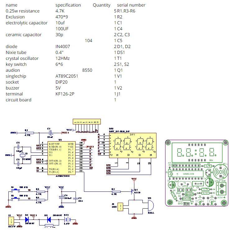 89C2051 Ceas electronic digital cu 4 biți Kit de bricolaj Suită electronică de producție