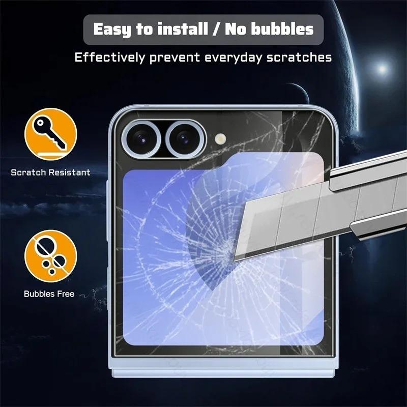 9in1 Back Tempered Glass Case For Samsung Galaxy Z Flip 5 6 Flip6 ZFlip6 Screen Protector Film Camera Lens Protective Glass Film
