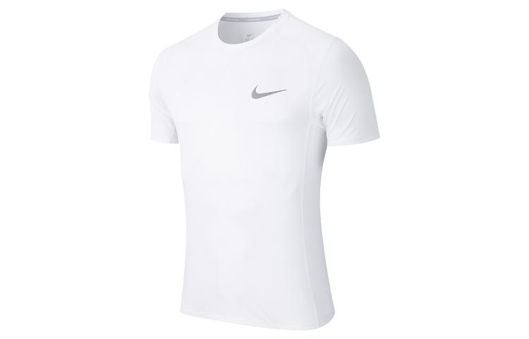 Nike MILER T Shirts Men s White Crew Neck Moderate Straight Fit AT3952-100 M