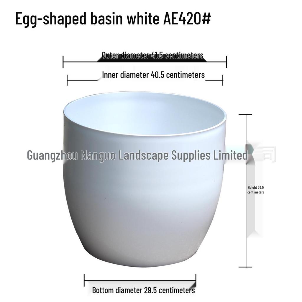 Egg-Shaped Resin Flower Pot - Large White/Black for Indoor Plants