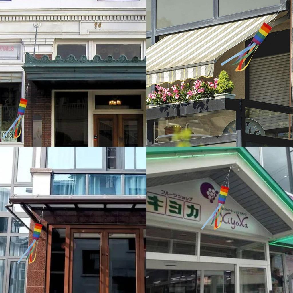 Vibrant Rainbow Wind Direction Flag Durable Polyester Yard Decor Banner