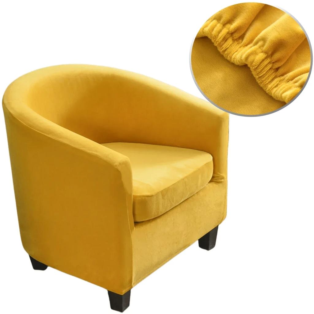 Plush Velvet Tub Chair Covers Club Chair Slipcover Cushion Cover 2-Piece Stretch Soft Washable Armchair Sofa Furniture Protector