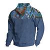 Men's Pattern Pullover Button Sweatshirt Long Sleeve Western Casual Top