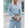 Long Sleeve Top and Sweatpants Set Solid Color Long-Sleeved Top Loose Sweatpants Suit