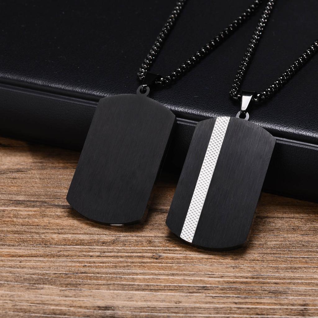 Dog Tag Necklaces for Men Dad Father Papa Husband,Waterproof Stainless Steel Square Pendant with Box Chain Collar Gift