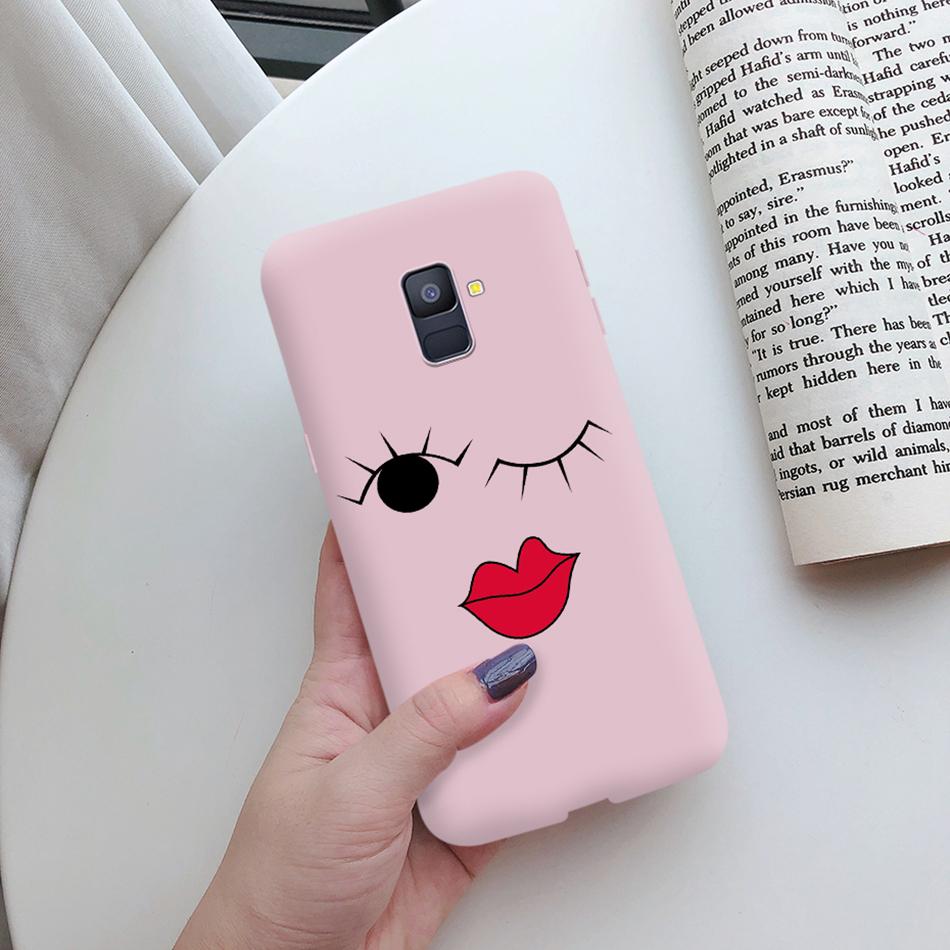 Love Heart Case For Samsung A6 2018 Cover A600F Silicon Tpu Phone Case For Samsung Galaxy A 6 A6 Plus 2018 A605F Case Cat Cactus