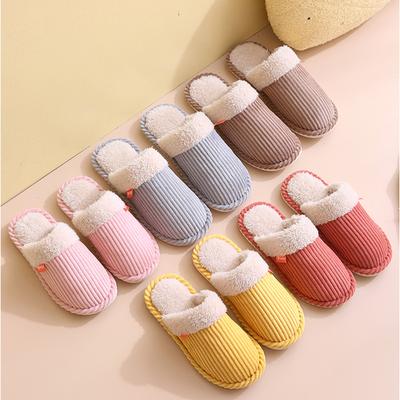 New Platform Slippers Couple Men and Women Autumn and Winter Home Indoor Household Plush Cotton Slippers