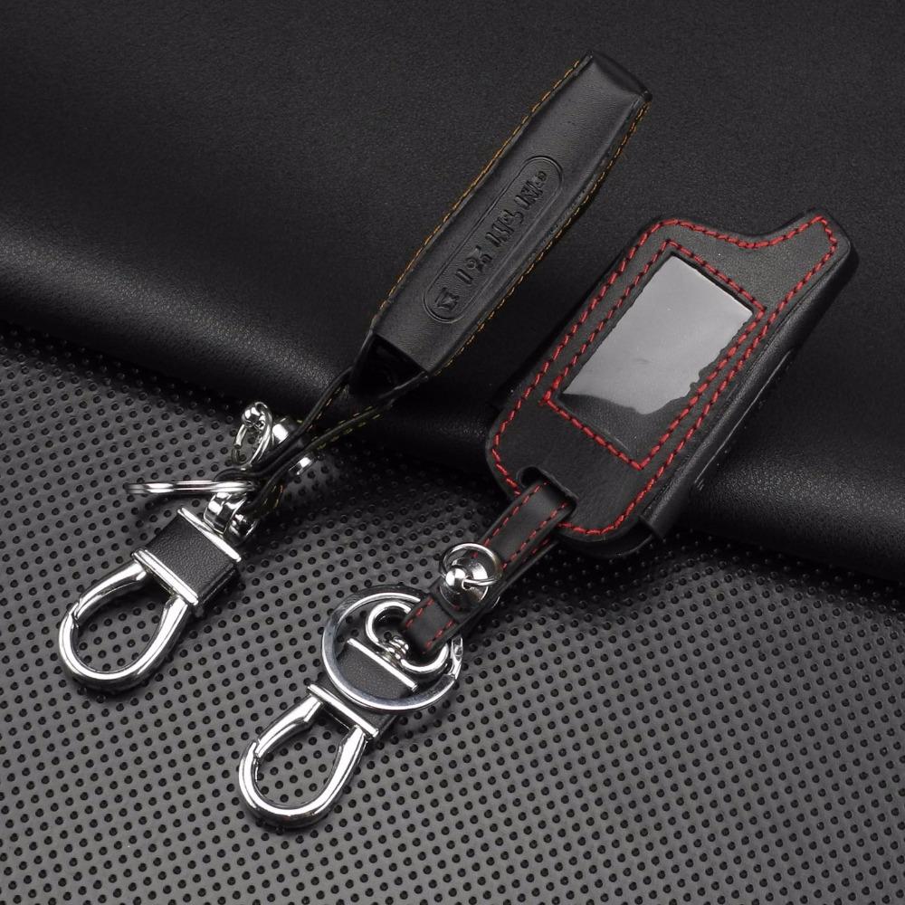 Jingyuqin 4 Buttons Leather Key Cover Case X5 For Russian Version Vehicle Security Two Way Car Alarm System TOMAHAWK X5 Keychain