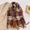 Autumn and winter new versatile scarf women's thickened woven thick beard fringed warm scarf imitation cashmere shawl
