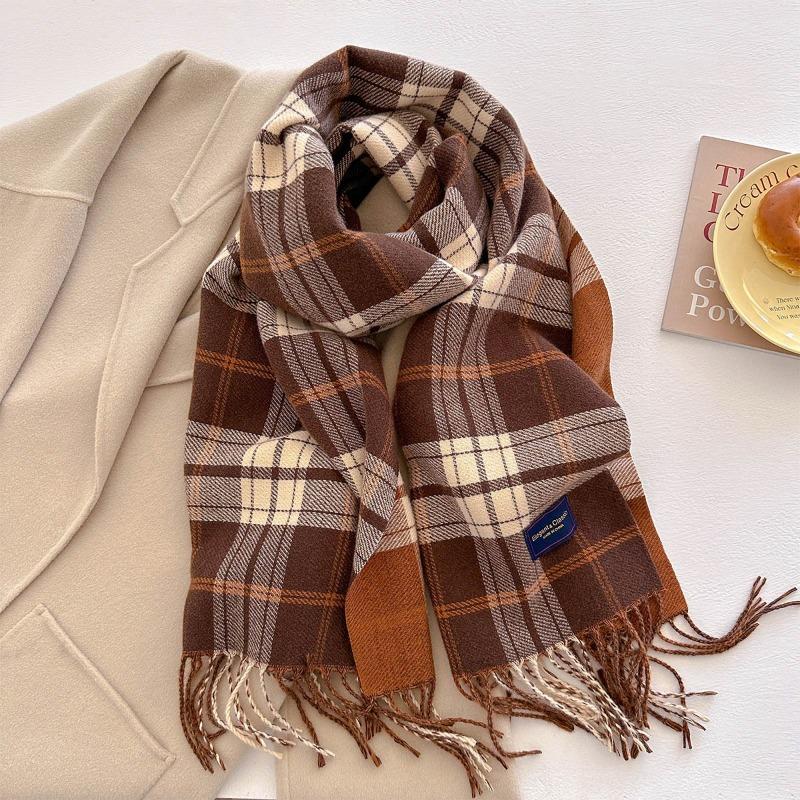 Autumn and winter new versatile scarf women's thickened woven thick beard fringed warm scarf imitation cashmere shawl