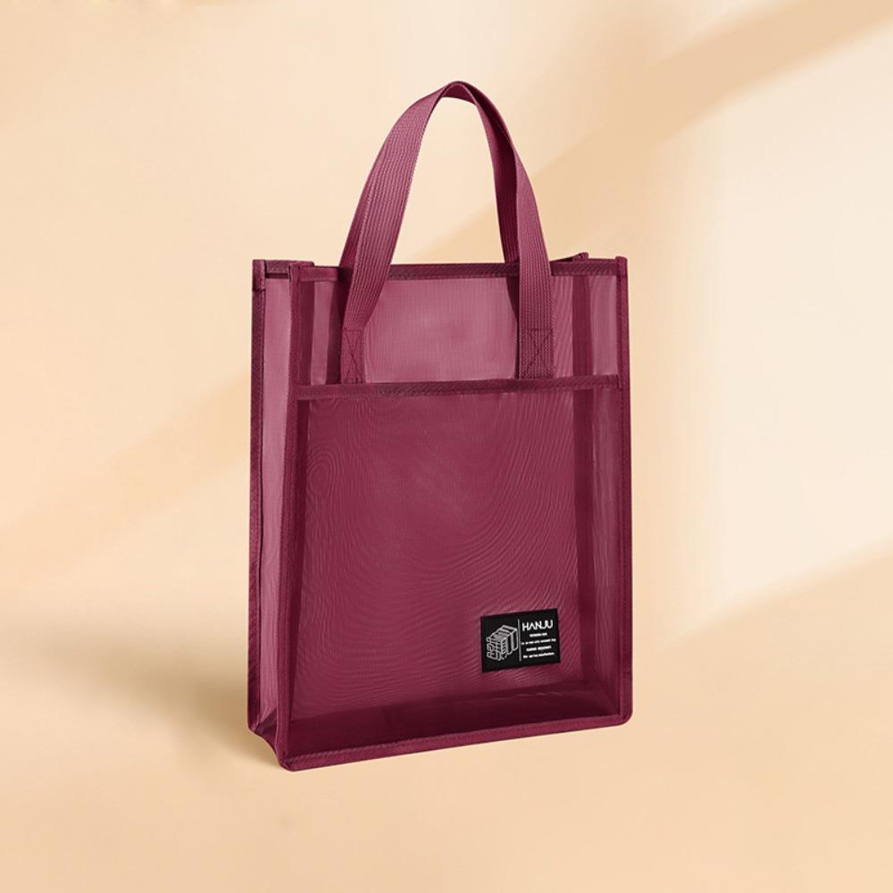 

Однотонные сетчатые сумки, легкие многоразовые студенческие сумки для книг, переносные сумки-тоут, школьные принадлежности красный