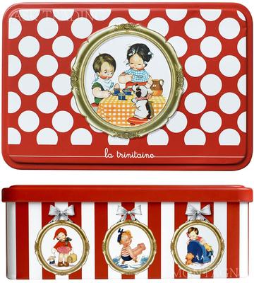 La Trinitaine Retro Detská plechovka Hrubá paleta Tenká galeta Veľké bodky & (Červená)