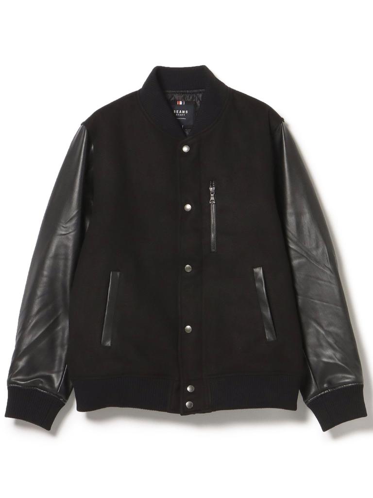 Beams Heart Stadium Chest Zip Size 42180080147 Men's Blouson, TRIPLE_BLACK, L,