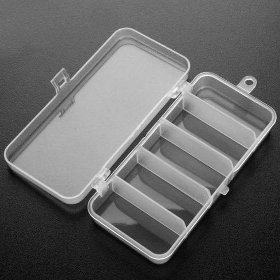 5-Compartment Fishing Lure Box, Soft Hard Bait Hook Fishing Accessory Organizer Case, Clear Visible Plastic Fishing Tackle Storage Container