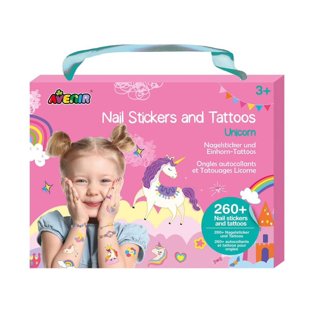 BorneLund Avenir Unicorn Tattoo and Nail Stickers for Kids Ages 3 and Up AN218205